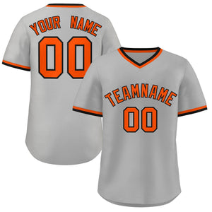 Custom Gray Black-Orange Classic Style Personalized Authentic Pullover Baseball Jersey