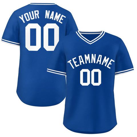 Custom Royal White Classic Style Personalized Authentic Pullover Baseball Jersey