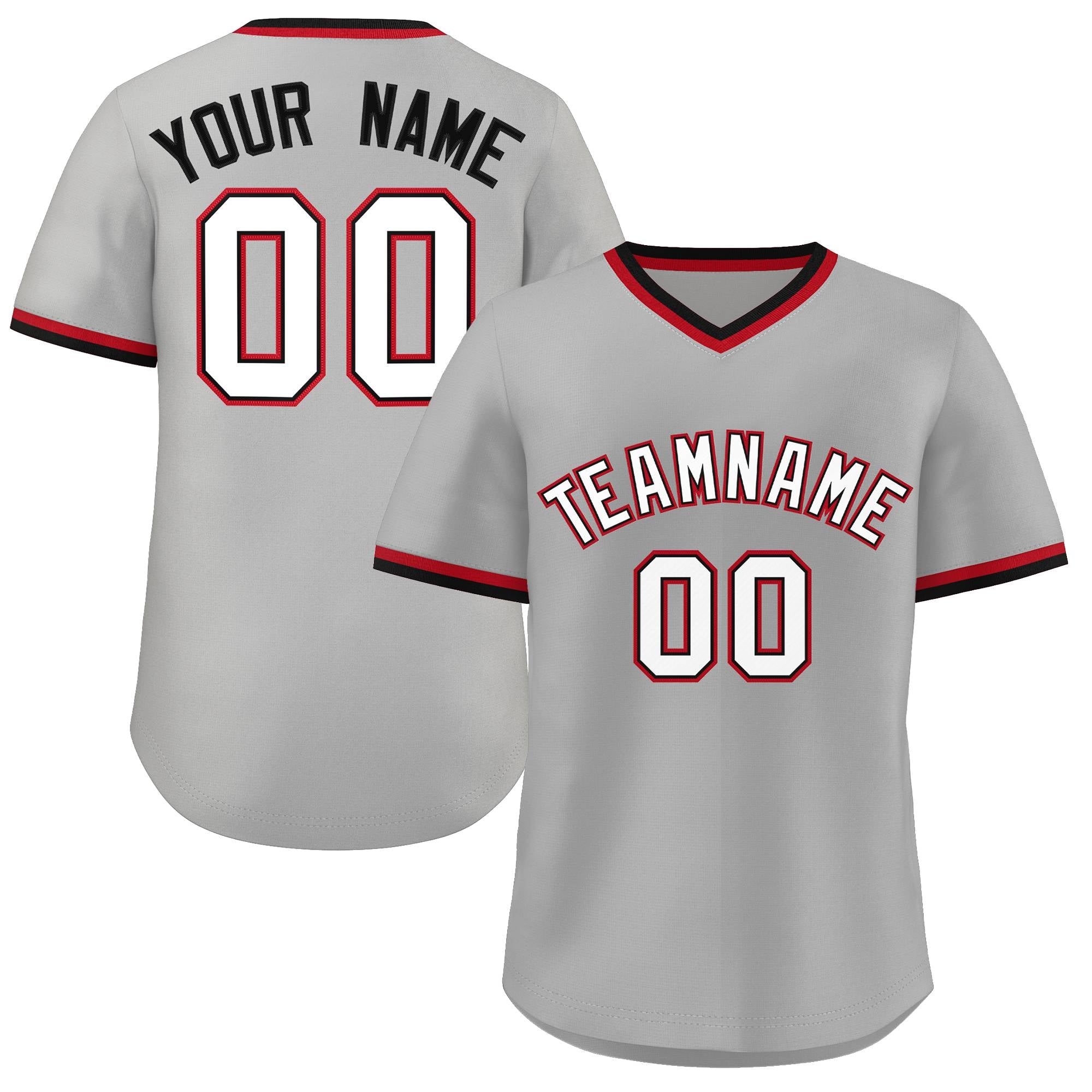 Custom Gray White-Black Classic Style Personalized Authentic Pullover Baseball Jersey