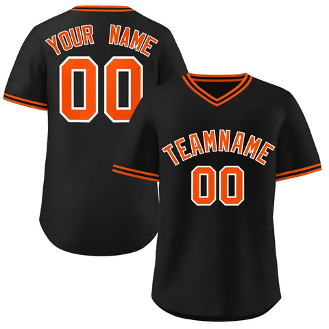 Custom Black Orange Classic Style Personalized Authentic Pullover Baseball Jersey