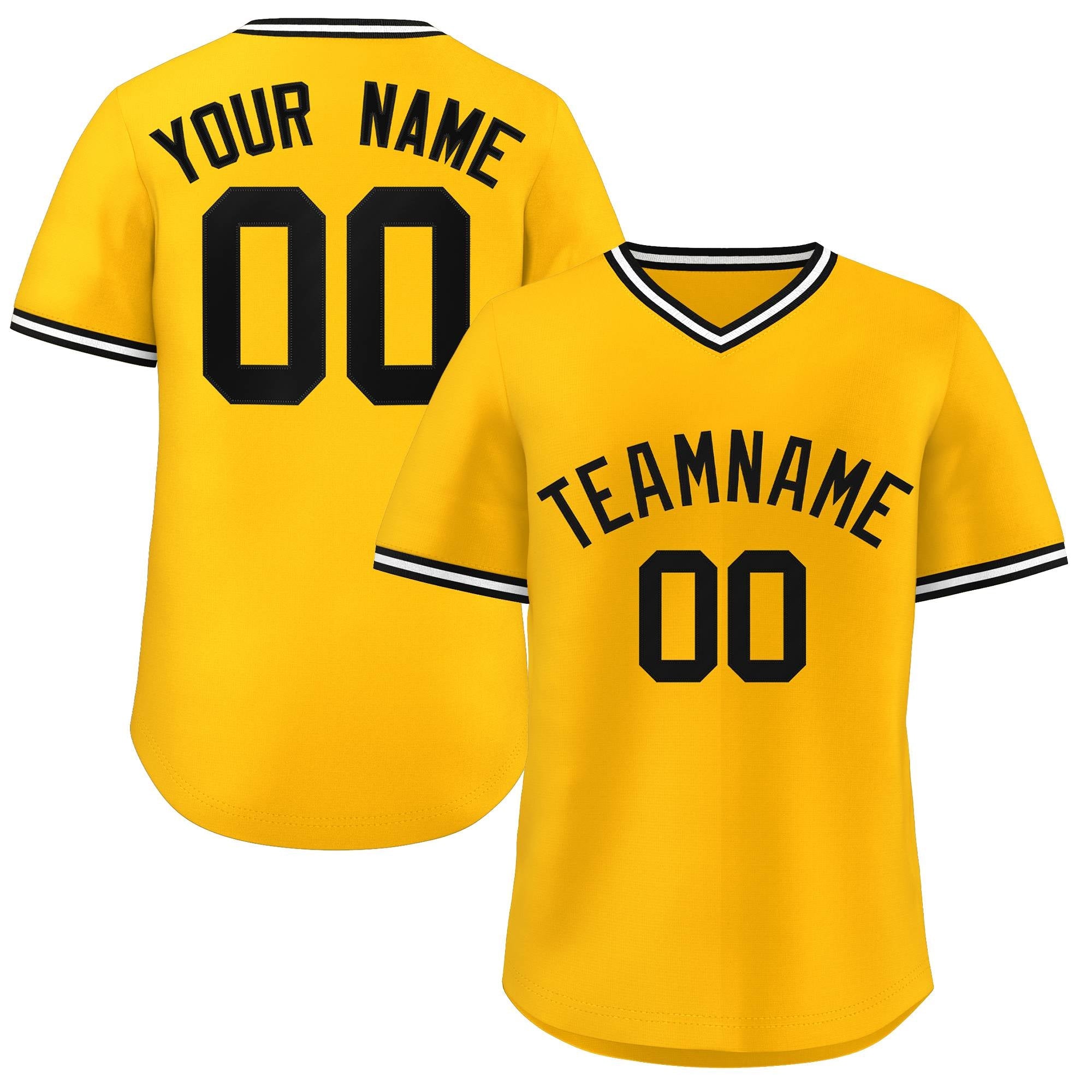 Maillot de baseball personnalisé, jaune et blanc, style classique, pull authentique personnalisé