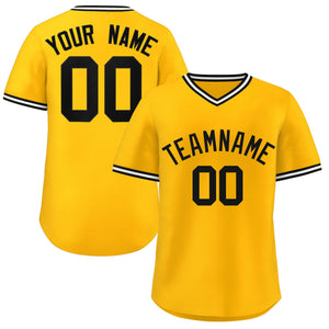 Custom Yellow White Classic Style Personalized Authentic Pullover Baseball Jersey