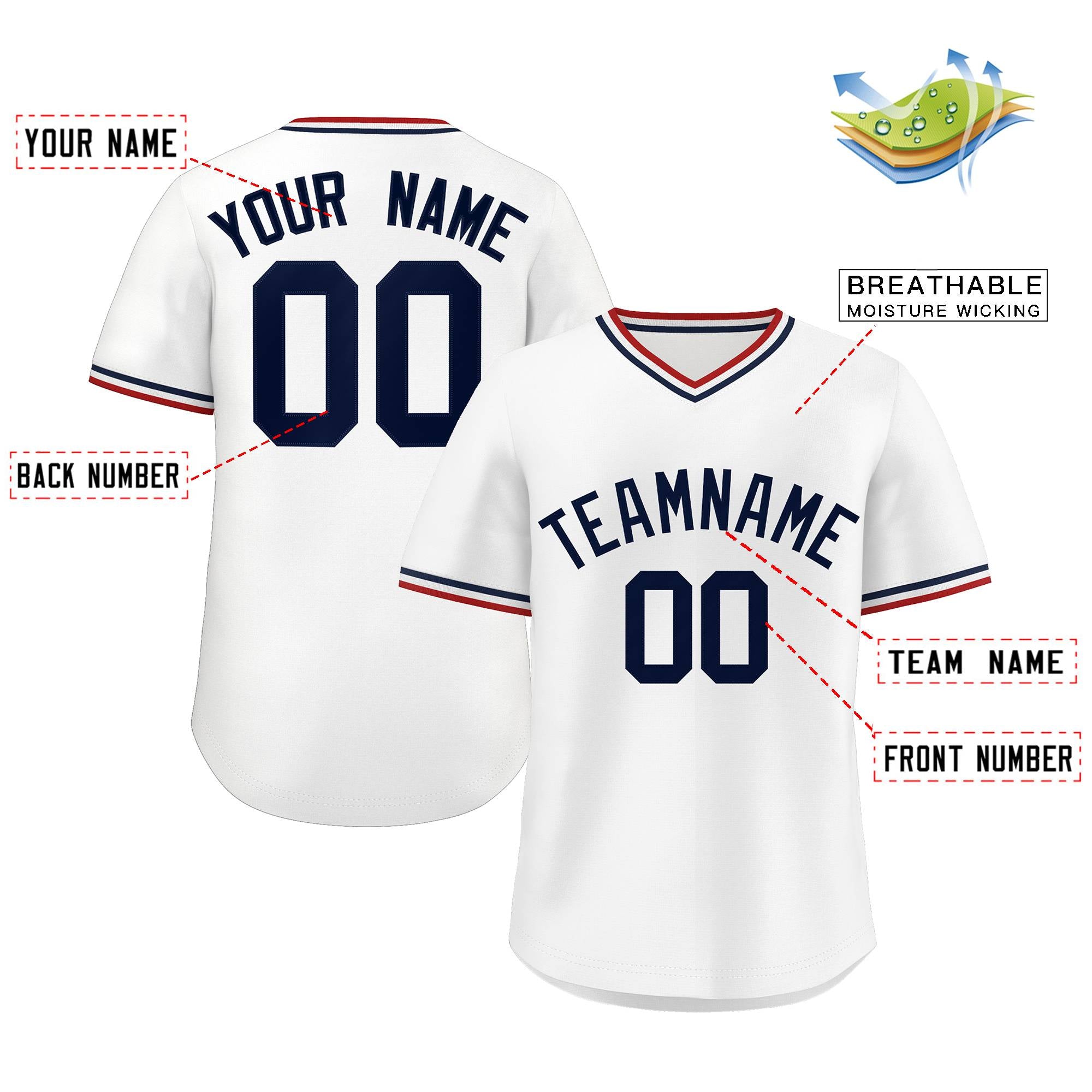 Maillot de baseball authentique personnalisé de style classique blanc personnalisé