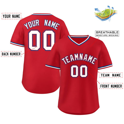 Custom Red White Classic Style Personalized Authentic Pullover Baseball Jersey