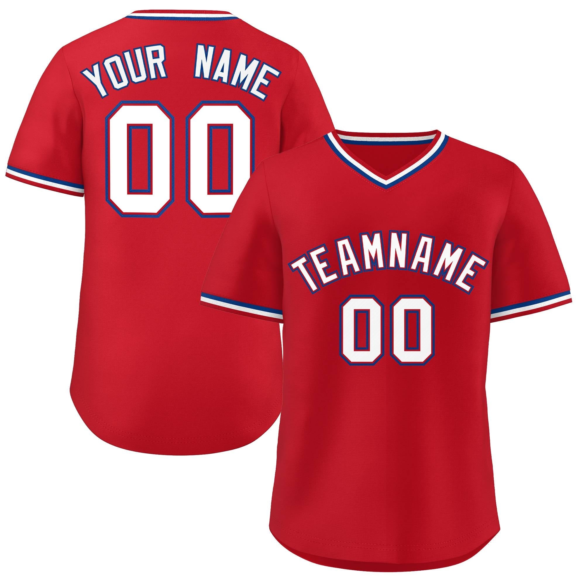 Custom Red White Classic Style Personalized Authentic Pullover Baseball Jersey