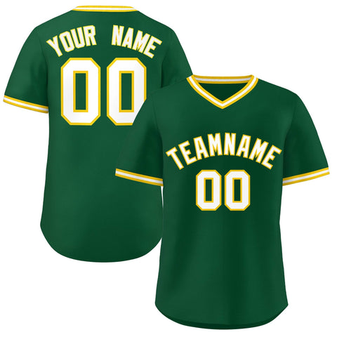 Custom Green White Classic Style Personalized Authentic Pullover Baseball Jersey