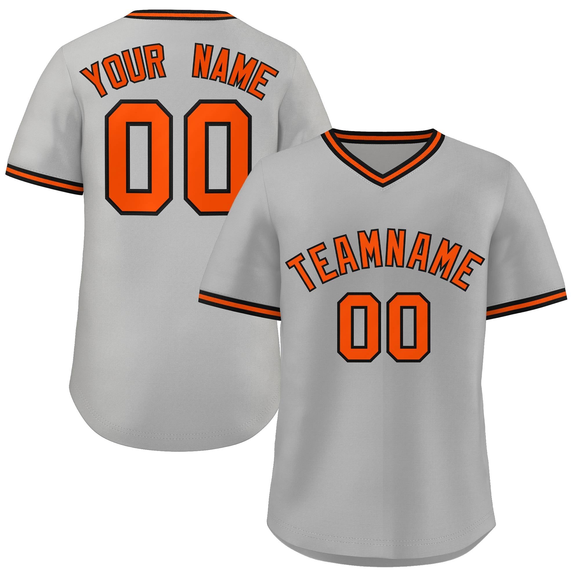 Custom Gray Orange Classic Style Personalized Authentic Pullover Baseball Jersey