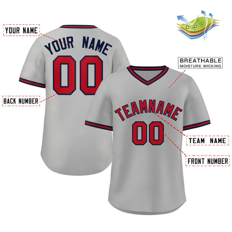 Custom White Red Navy Classic Style Personalized Authentic Pullover Baseball Jersey