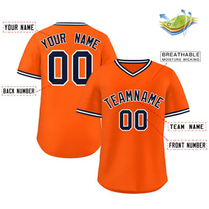 Custom Orange Navy Classic Style Personalized Authentic Pullover Baseball Jersey