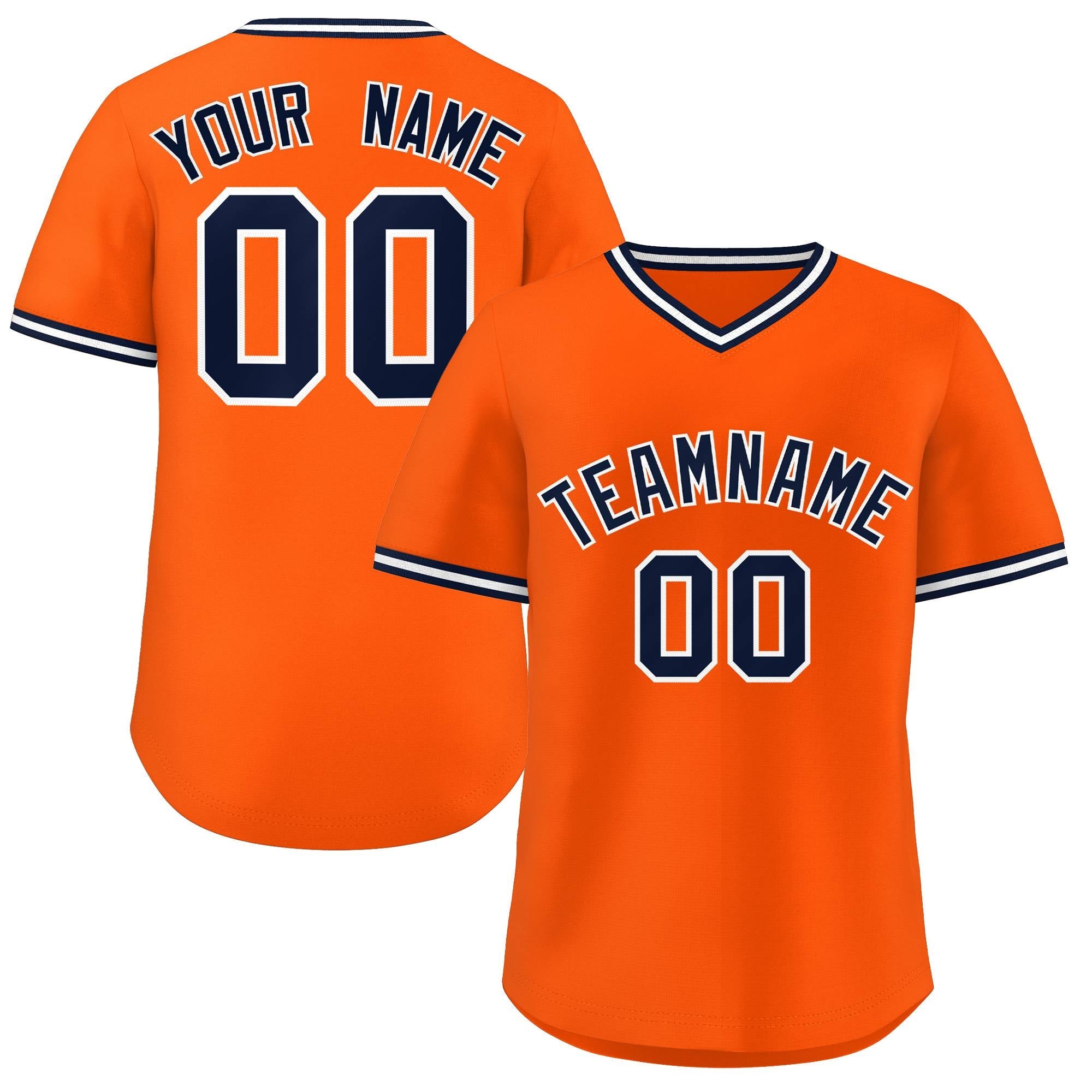 Custom Orange Navy Classic Style Personalized Authentic Pullover Baseball Jersey