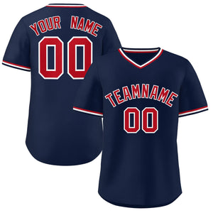 Custom Navy Red Classic Style Personalized Authentic Pullover Baseball Jersey