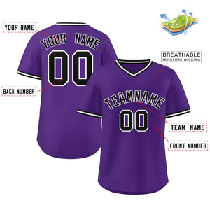 Maillot de baseball personnalisé authentique de style classique violet personnalisé