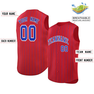 Maillot de baseball à rayures sans manches, rouge Royal-blanc personnalisé, à la mode