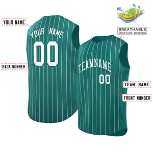 Maillot de baseball de mode à rayures sans manches Aqua White-Aqua personnalisé