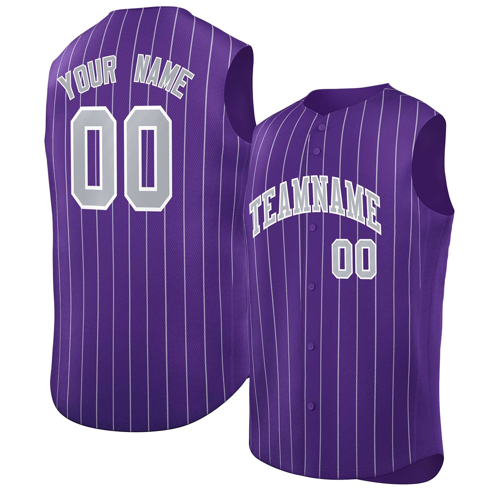 Maillot de baseball à rayures sans manches, personnalisé, violet, gris-blanc, à la mode