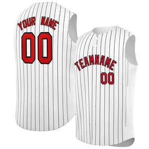 Maillot de baseball à rayures sans manches, personnalisé, blanc, rouge-noir, à la mode