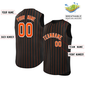 Custom Black Orange-White Sleeveless Stripe Fashion Baseball Jersey