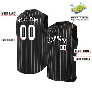 Maillot de baseball à rayures sans manches, personnalisé, noir, blanc et noir, à la mode