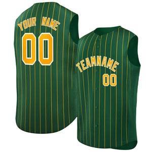 Maillot de baseball à rayures sans manches, personnalisé, vert, jaune et blanc, à la mode