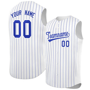 Maillot de baseball à rayures sans manches, blanc Royal-blanc personnalisé, à la mode