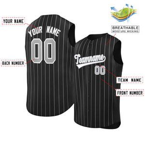 Maillot de baseball à rayures sans manches, personnalisé, noir, blanc et gris, à la mode