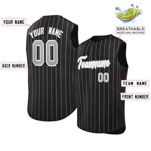 Maillot de baseball à rayures sans manches, personnalisé, noir, blanc et gris, à la mode