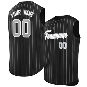 Maillot de baseball à rayures sans manches, personnalisé, noir, blanc et gris, à la mode