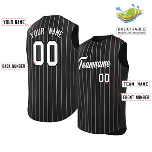 Maillot de baseball à rayures sans manches, personnalisé, noir, blanc et noir, à la mode