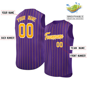 Maillot de baseball à rayures sans manches, personnalisé, violet, jaune-blanc, à la mode