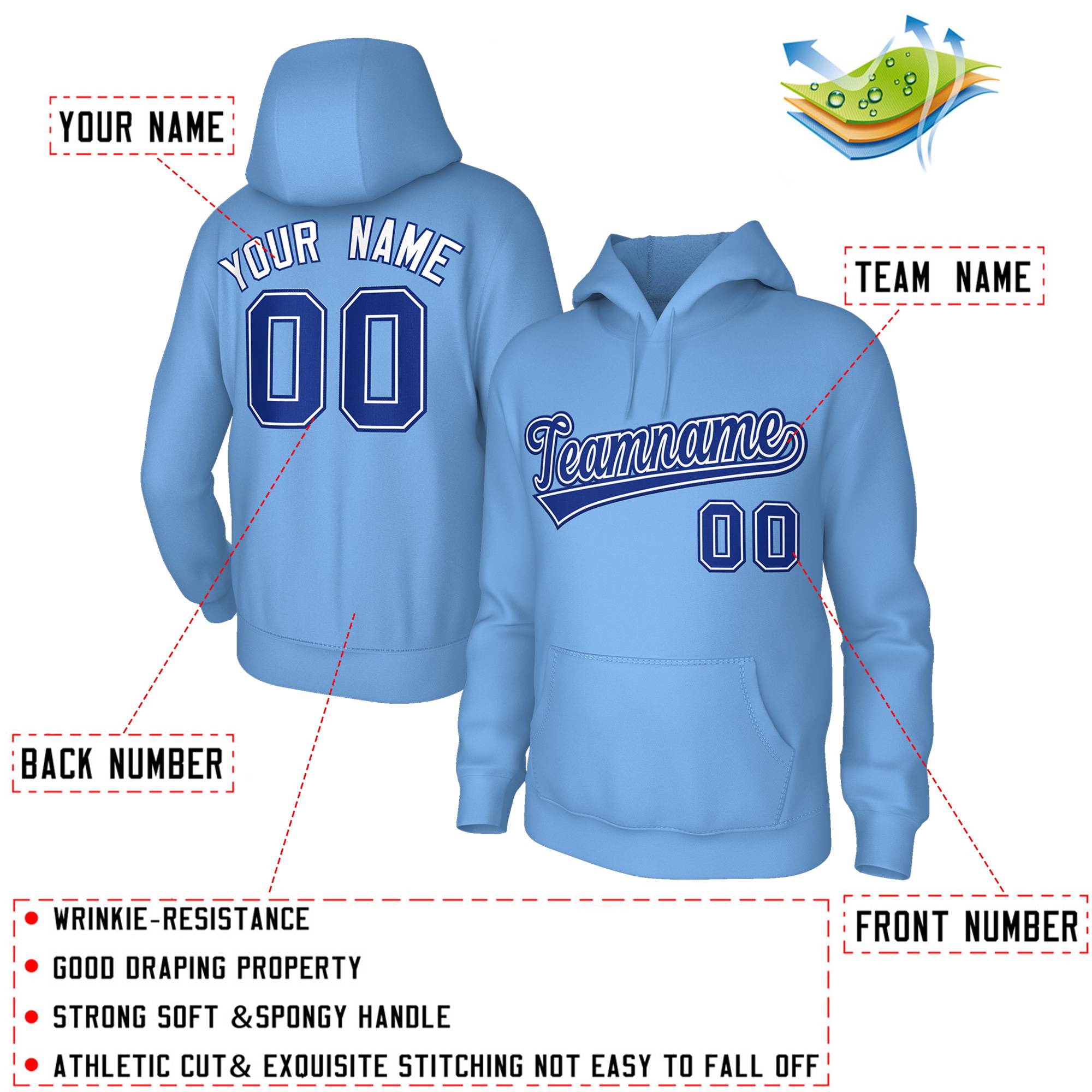 Custom Classic Style Hoodie Game Lt Blue Training Uniform