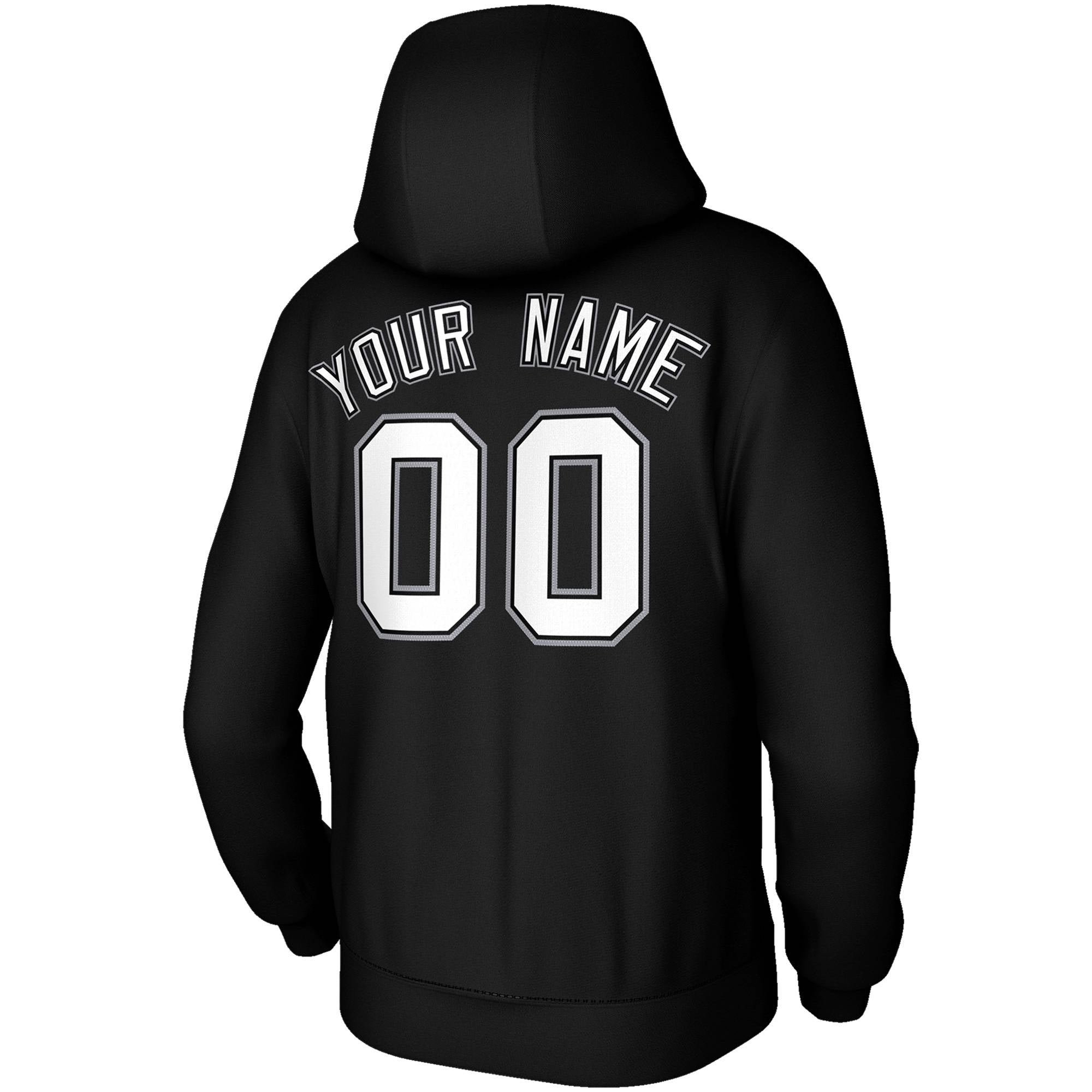 custom black classic pullover hoodies back