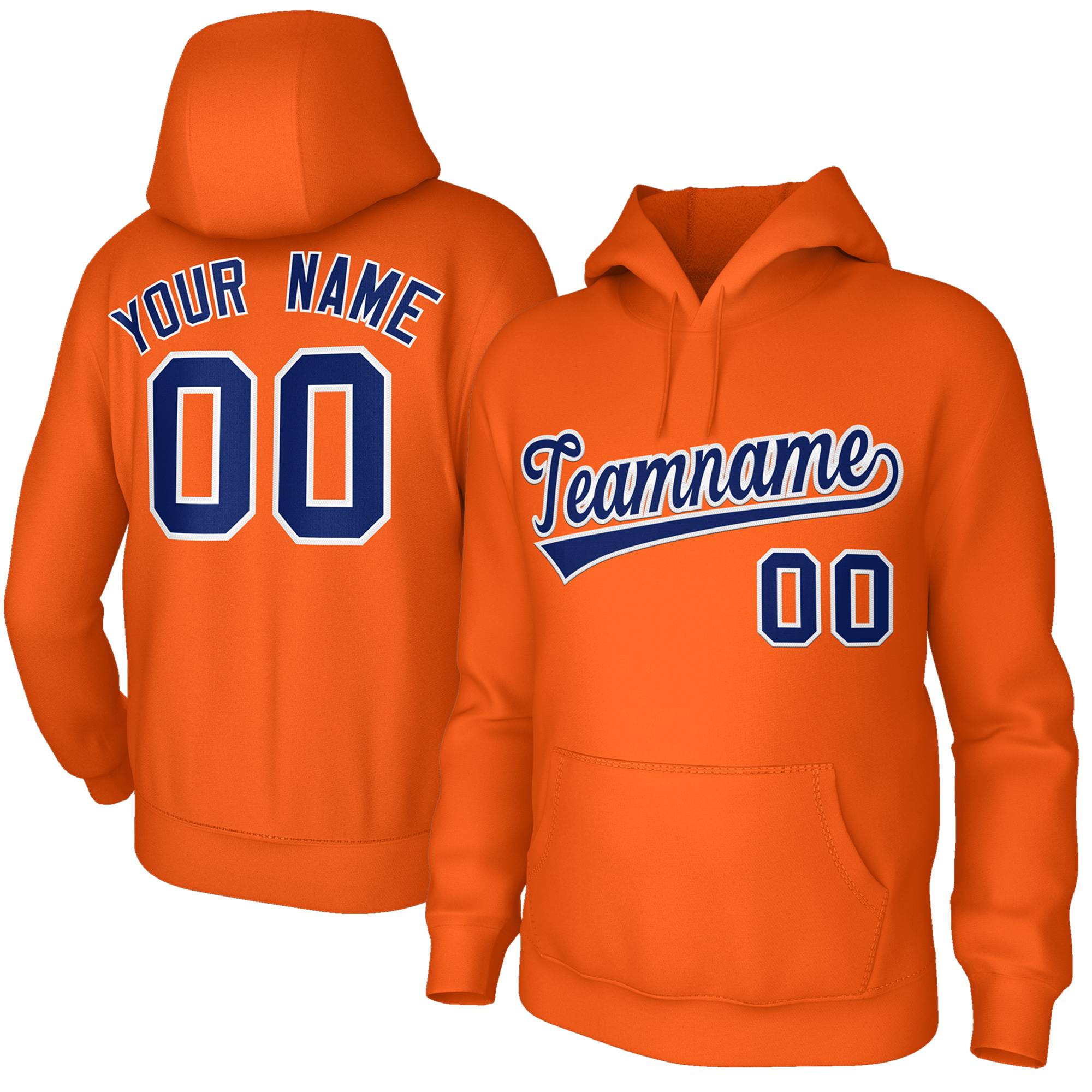 Custom Classic Style Orange Sports Hoodie Pullover Sweatshirt