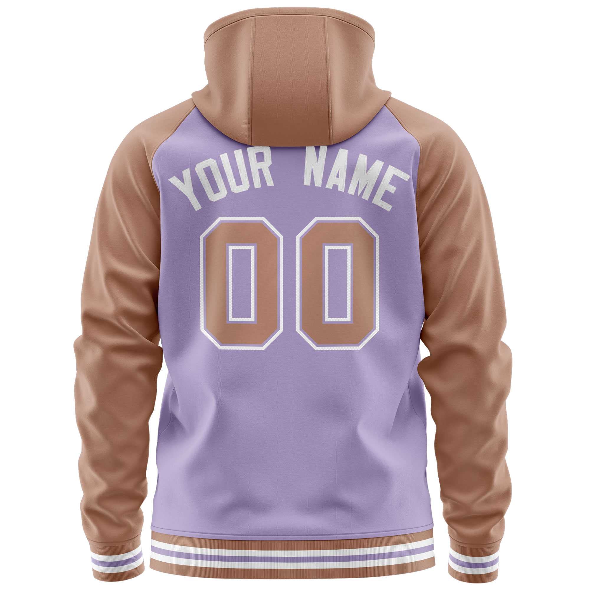 Custom Stitched Light Purple Brown Raglan Sleeves Sports Full-Zip Sweatshirt Hoodie