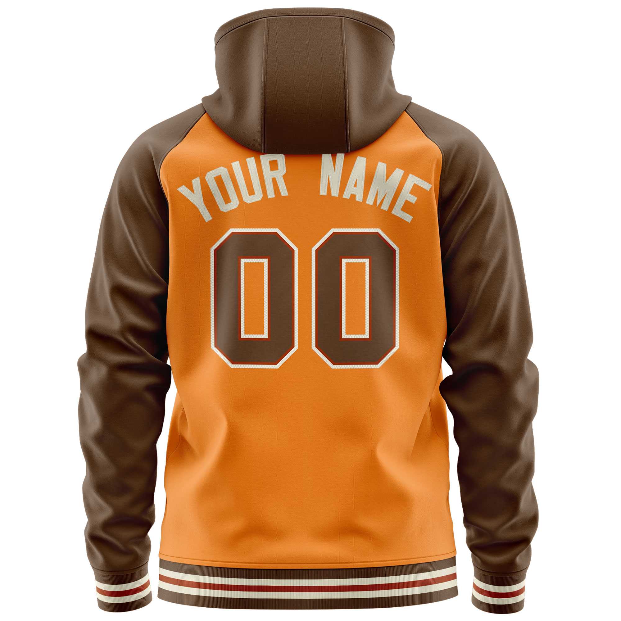 Custom Stitched Light Orange Light Brown Raglan Sleeves Sports Full-Zip Sweatshirt Hoodie