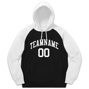 Custom Stitched Sportwear Black White Raglan Sleeves Pullover Hoodie