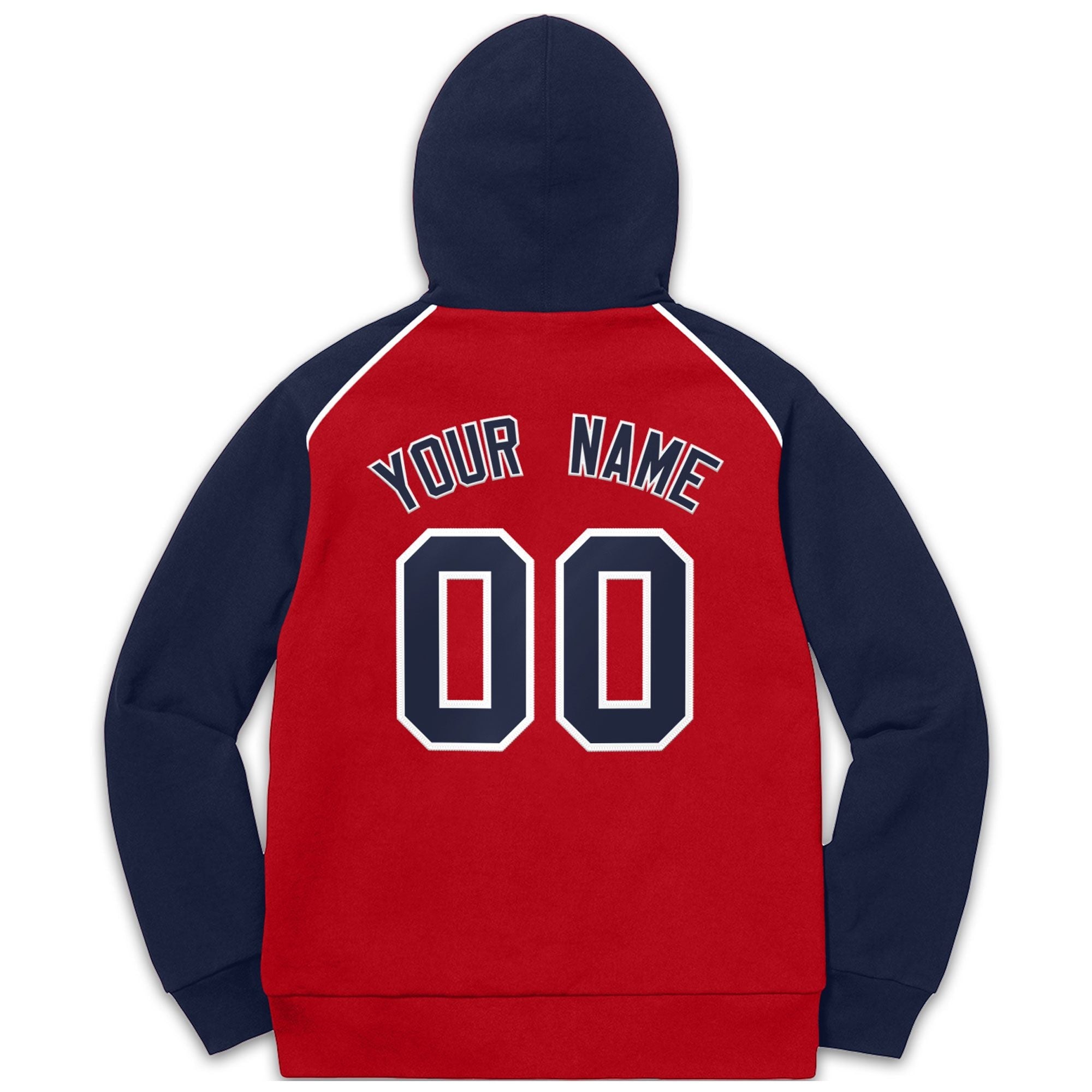 Custom Stitched Sportwear Red Navy-White Raglan Sleeves Pullover Hoodie