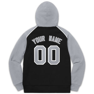 Custom Stitched Sportwear Black Gray-White Raglan Sleeves Pullover Hoodie