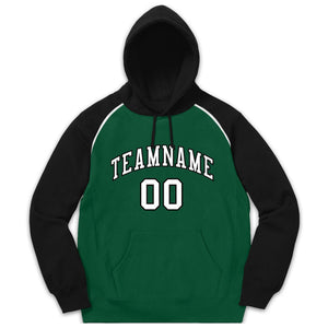 Custom Stitched Sportwear Green White-Black Raglan Sleeves Pullover Hoodie