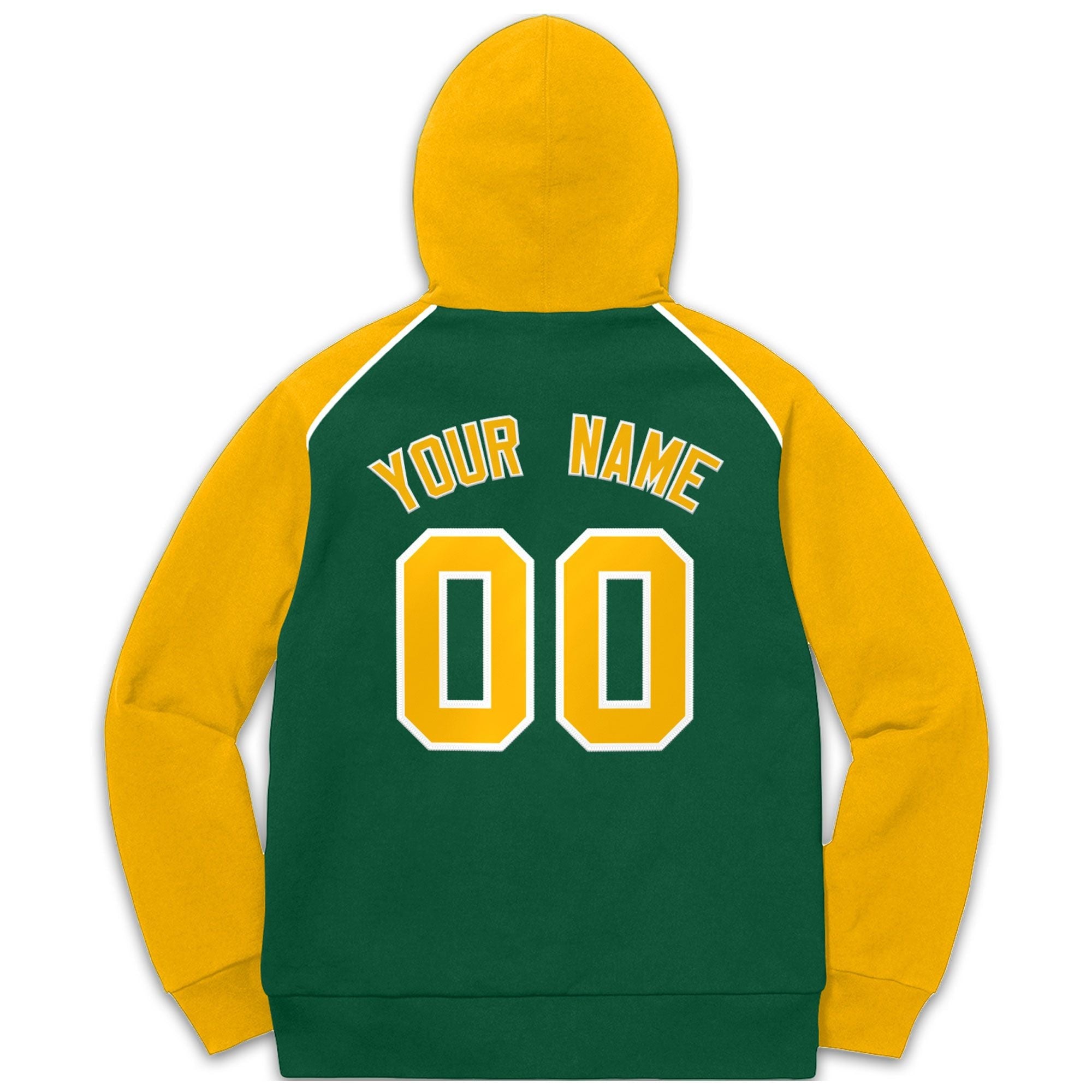 Custom Stitched Sportwear Green Gold-White Raglan Sleeves Pullover Hoodie