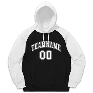 Custom Stitched Sportwear Black White-Gray Raglan Sleeves Pullover Hoodie