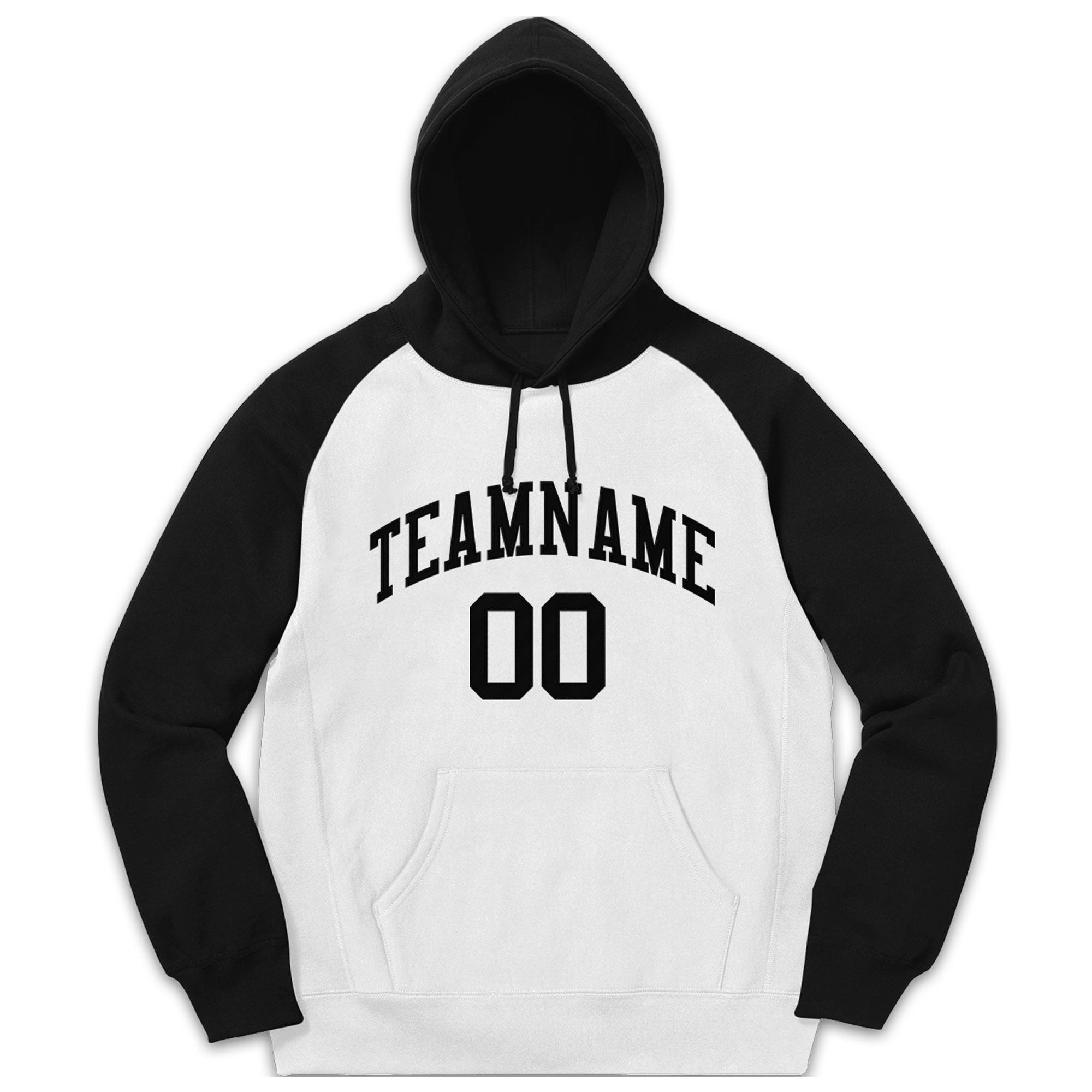 Custom Stitched Sportwear White Black Raglan Sleeves Pullover Hoodie