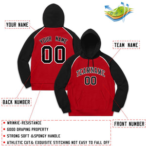 Custom Stitched Sportwear Red Black-White Raglan Sleeves Pullover Hoodie