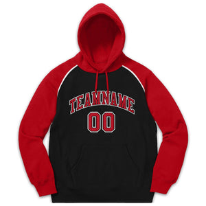 Custom Stitched Sportwear Black Red-White Raglan Sleeves Pullover Hoodie