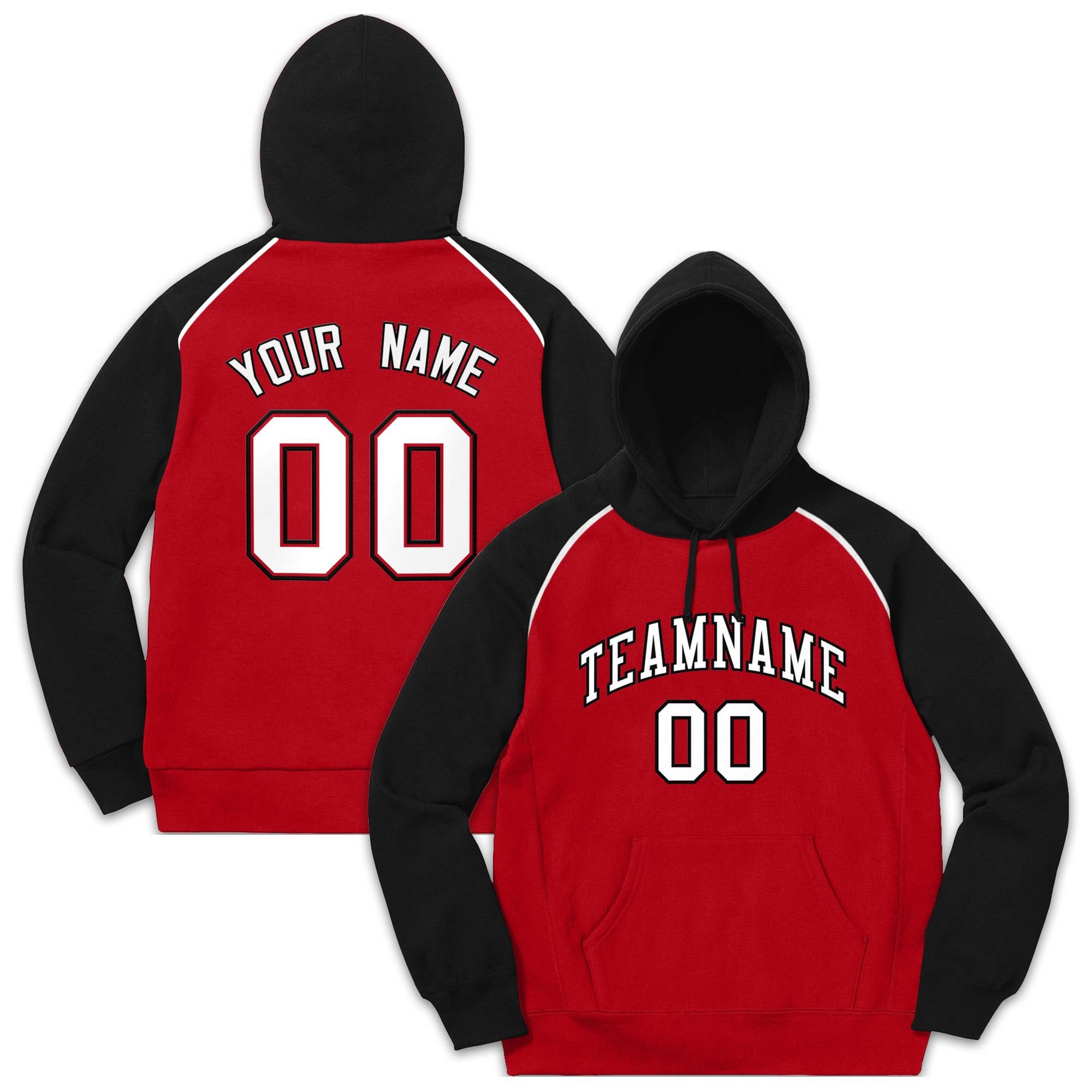 Custom Stitched Sportwear Red White-Black Raglan Sleeves Pullover Hoodie