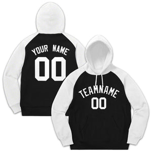 Custom Stitched Sportwear Black White Raglan Sleeves Pullover Hoodie