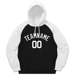 Custom Stitched Sportwear Black White Raglan Sleeves Pullover Hoodie