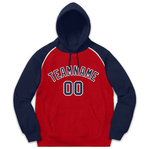 Custom Stitched Sportwear Red Navy-White Raglan Sleeves Pullover Hoodie