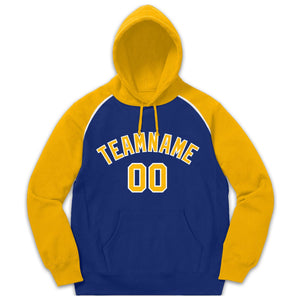 Custom Stitched Sportwear Royal Gold-White Raglan Sleeves Pullover Hoodie