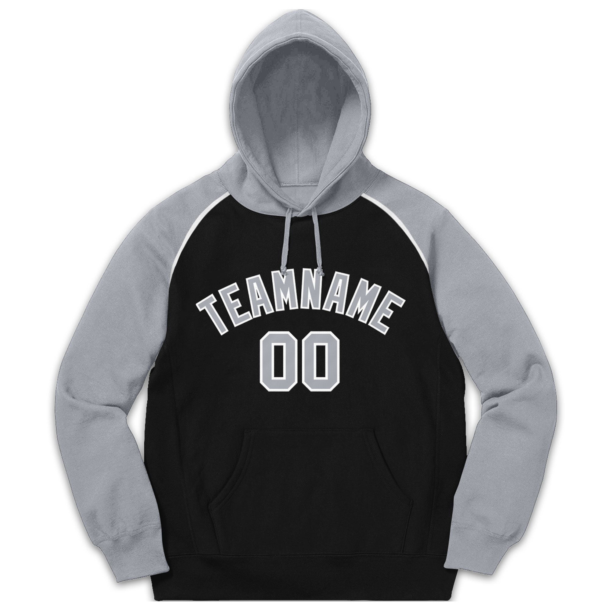 Custom Stitched Sportwear Black Gray-White Raglan Sleeves Pullover Hoodie