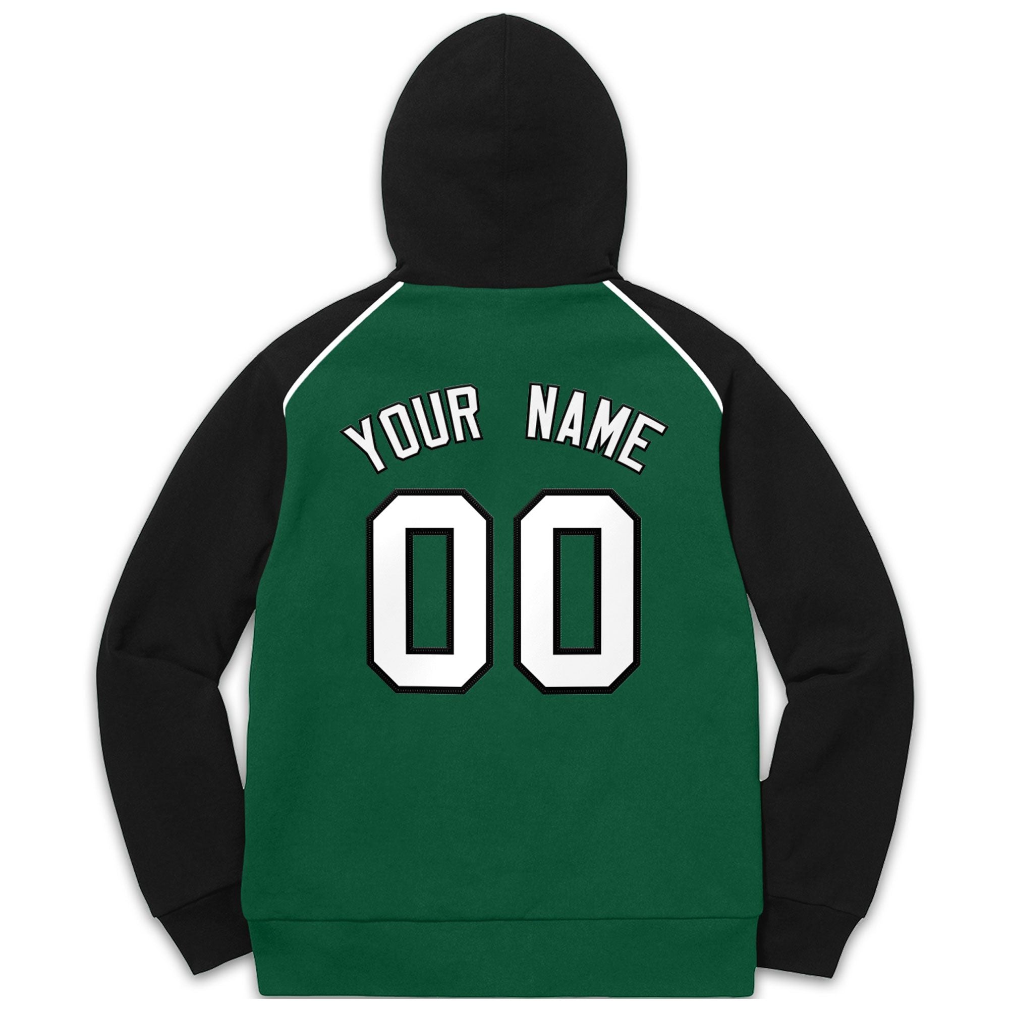 Custom Stitched Sportwear Green White-Black Raglan Sleeves Pullover Hoodie